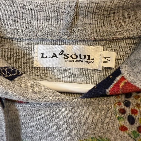 L.A. Soul Colorful Chicken Print Pullover Hoodie Soft Cozy Women’s Size Medium - Picture 9 of 11